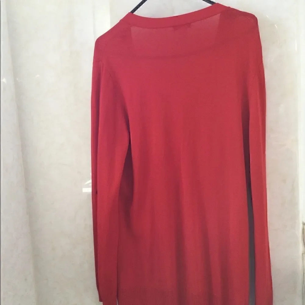 Anne Klein M SILK Red cardigan button front - Picture 3 of 8